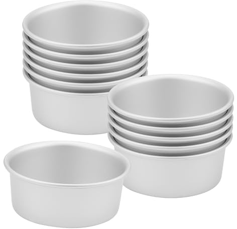 SOUJAP 12 Pcs 4 Inch Small Cake Tin, 10cm Mini Round Aluminum Cake Pan Mould for Baking Bread Dessert