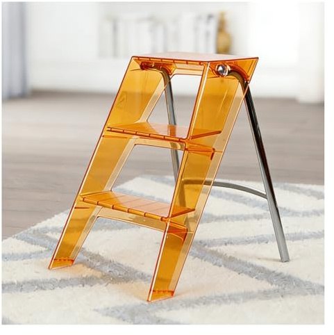Tritthocker aus Acryl, 3 Stufen, Orange, 48,3 x 78,7 x 15,2 cm