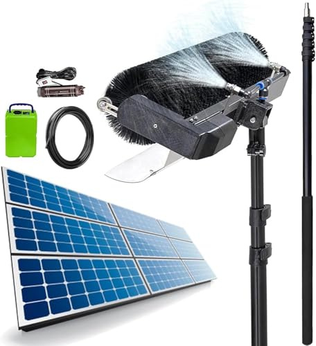 Macchina per La Pulizia di Pannelli Fotovoltaici con Asta Lunga - Spazzola A Rullo Elettrica Professionale per La Pulizia di Vetri, con Batteria da 26 Ah, 4 Ore di Pulizia Continua+(Size:7.5m)