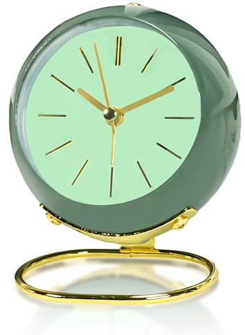 Sporgo Réveil analogique sans tic-tac : horloges réveil rétro analogique avec 1 veilleuse horloge de table vintage silencieuse horloge de table analogique horloge à poser à piles pour bureau, voyage