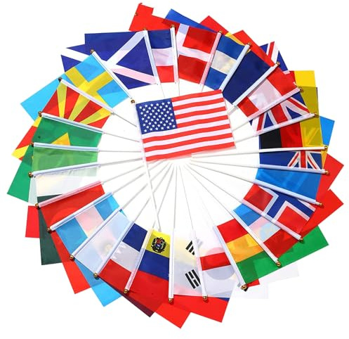Kleine Flaggen auf Sticks 200pcs Mini Flags der Welt mit Stöcken 5, 5x8, 3 Zoll Land auf der Stick Hand gehaltene Welt für Paraden, Schulsportveranstaltungen, Festivalfeiern#