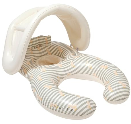 SUNNYLiFE Float Together Baby Seat, Duck Sage Stripe, PVC, 43.31x29.13x25.59 Inches, 1.87 lbs