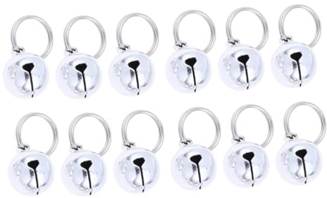 POPETPOP 12pezzi Campanelli Pendenti in Rame per Gatti e Cani Accessori Collana Decorativi Aperti per Animali Domestici Fibbia di Sicurezza