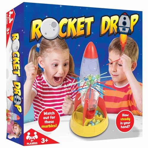 MEHRU Kids Rocket Drop Marble Game, Educational Fun Family Board Game for Indoor Play, Travel, Parties & 2+ Players, Childrens Outdoor Toys, Rocket Drop Game Toys for Boys & Girls Ages 5+ (27x6x27cm)
