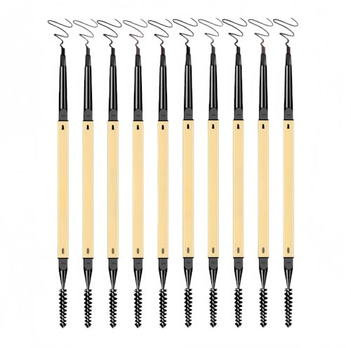 Set Matita Sopracciglia 5 Colori, 10PCS Matite Sopracciglia Doppia Punta Impermeabile, Adatte a Principianti, Trucco Professionale, Design Punta Triangolare, Naturale, Lunga Durata, Leggera e Senza Gr