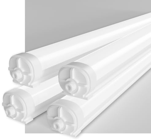 RUISUN 4er-Set LED Feuchtraumleuchten 150cm 45W, 4000K Neutralweiß 5620lm, IP65 Wasserdicht, Verknüpfbar, Deckenleuchte für Garage, Keller, Werkstatt, Bad & Büro