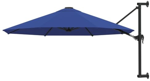 Nqyjm Ombrellone da parete con asta in metallo 300 cm blu per balcone giardino terrazza