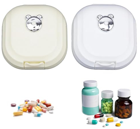 CHSEROK 2 Stück Medikamentenbox Klein, Tragbare Medikamenten Organizer, Doppelschichtige Wochen Tablettenbox 7 Tage, für Tabletten, Vitamine und Fischölkapseln