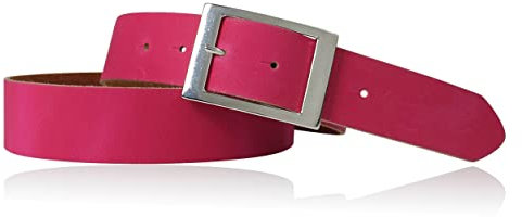 FRONHOFER Gürtel Damen 4 cm, Taillengürtel, Hüftgürtel aus echtem Leder, silberne Schnalle 17575, Größe:Körperumfang 100 cm/Gesamtlänge 115 cm, Farbe:Pink