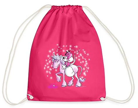Spreadshirt Diddl Diddlina Reitet Auf Einhorn Lalunaly Turnbeutel, One size, Fuchsia