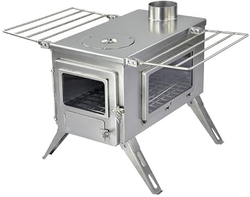 Winnerwell Nomad View Large Tent Stove | Portable Wood BurningStove for Tents, Shelters, and Camping | 1500 Cubic Inch Firebox |Precision Stainless Steel Construction | Includes Chimney Pipe