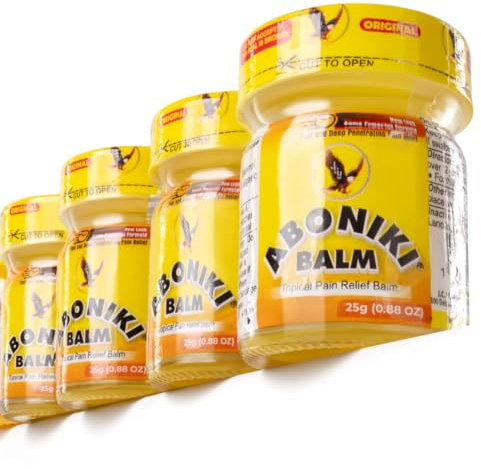 Aboniki Balm (4 Jars) – Powerful and Fast-Acting Pain Relief for Muscles, Joints, and Whole Body. Get Quick Relief Balm - Soothes Aches and Pains. Experience Deep Heat and Comfort
