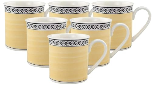 Villeroy & Boch Audun Fleur Lot de 6 tasses à café, 300 ml, hauteur 9,1 cm, porcelaine de qualité supérieure, blanc/multicolore