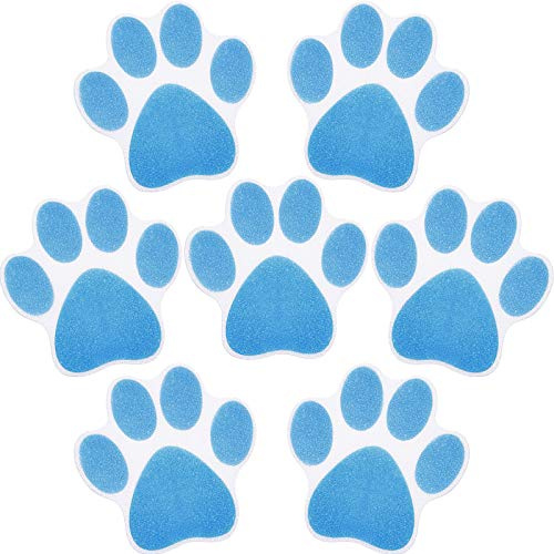 20 Pieces Non-slip Bathtub Stickers Adhesive Paw Print Bath Treads Non Slip Traction to Tubs Bathtub Stickers Adhesive Decals Anti-slip Appliques for Bath Tub Showers, Pools, Boats, Stairs (Blue)