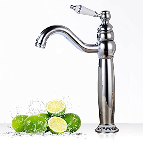 360° Retro Einhebel Wasserhahn Nostalgie Hoch Messing Bad Armatur Mischbatterie, Waschtisch Armatur für Küche und Bad