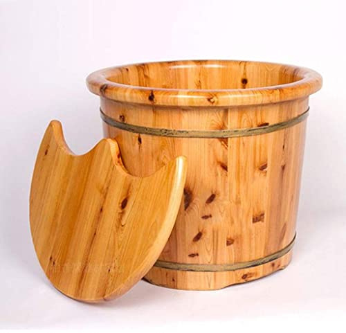 TAOZUYING Pediluvio, Home Solido Legno di Cipresso Punti di Agopuntura Massaggio Pediluvio Foot Spa Vasca in Legno con Coperchio Pediluvio Vasca da Bagno Ruota Universale Mobile Marriage