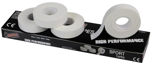 ALPIDEX 4 x Sport Tape 1,5 cm x 10 cm Nastro Adesivo Dita 100% Cotone Bianco Non Elastico, Colore:Bianco