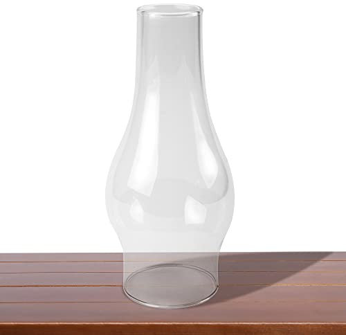 RAHATA Oil Lamp Chimney Hurricane Kerosene Lamp Shade Glass Replacement Clear 3 Inch Base (Flat Style)