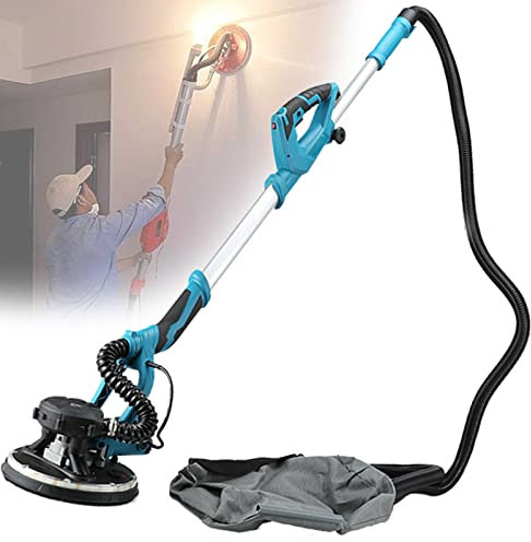 BEESOM Ponceuse Girafe, Ponceuse Murale, 1800W 1000-2100rpm, 5 Vitesses Réglables, Manche Télescopique Pliable, Ø 230 mm Brosse Amovible, avec Lumière LED et Sac à Poussière,20sandpaper