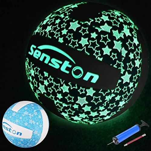 Senston Ballon de Volley Taille 5 Fluorescence Ballon de Beach-Volley pour Extérieur et Intérieur,Bleu