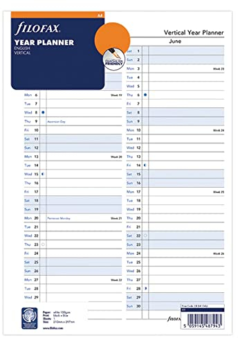 Filofax 2025 A4 Jahresplaner vertikal 25-68702