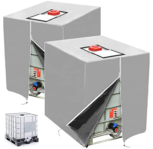 IBC Tank Abdeckung,420D IBC UV-Schutz/Regenwasser Folien Schutzhaube Staubdicht Cover mit Reißverschluss,Abdeckplane für Wassertank 1000L,Geeignet für IBC-Tank Behälter Container Regenwassertank-2STK