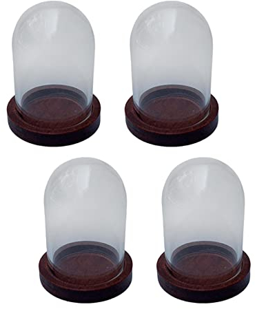 Baoblaze Clear Glass Cloche Dome Transparent Dome Cloche Mini DIY Doll House Accessories Pedestals Display Jar Case Flowers Cover for, Red, 2cmx3cm