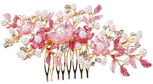 Kichvoe Braut Haarkamm Mit Perlen Und Blumen Eleganter Hochzeitshaarkamm Für Braut Und Brautjungfern Dekorativer Blumenhaarkamm 6.1 Zoll Haarschmuck Für Festliche Anlässe