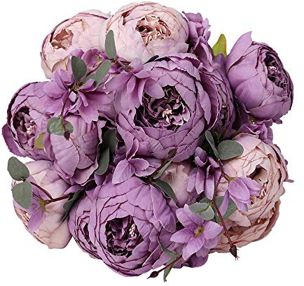 JOYHAZE 1 Pack de Ramos de Peonías Artificiales, 19'' de Flores de Peonía de Seda Grandes con Brotes para la Decoración de Oficina, Reunión Familiar, Boda, Centro de Mesa, Arreglo Floral