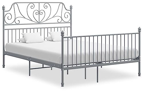 ZQQLVOO Bettgestell Familienbett Palettenbett Bettgestell Grau Metall 140x200 cm