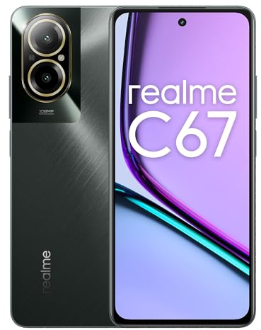 realme C67 smartphone 4G, 6+128GB, Fotocamera da 108MP con Zoom 3X In-sensor, Processore Snapdragon 685 6nm, Ultra sottile con uno spessore di 7,59 mm, Batteria massiva da 5000 mAh, Black Rock