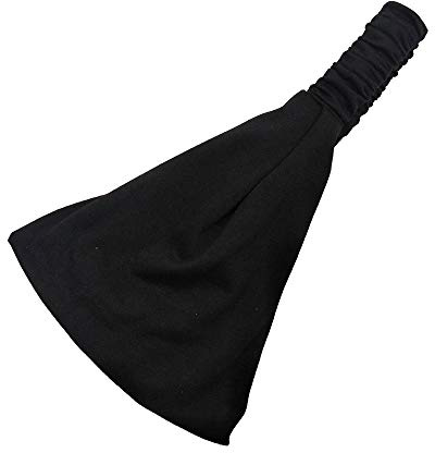 SYSUII Hårband, dam, brett elastiskt hårband, bomull, mode, breda pannband, hårband, yoga, sport, hårband, pannband, hårdekoration för kvinnor, flickor, daglig användning, fest, födelsedag – svart
