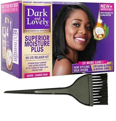Dark and Lovely No-Lye Relaxer Superl (Coarse Hair) & Applicator brush