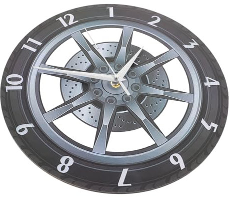 Yardenfun Creative Auto Rad Wanduhr Geräuschlose Moderne Uhr Für Wohnzimmer Dekoration Design Mit Realistischem Reifenrahmen Wanduhr Für Ungestörten Schlaf