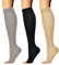 KEYRI 3 Paia Calze a Compressione per Donne e Uomo, Calze Compressione Graduata Calzini Contenitive Gambaletto per Sportive Corsa Giri in Bici Gravidanza Viaggi in Aereo (Nero, Beige, Grigio, L-XL)