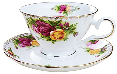 TLOKIXA Set Tazze da caffè in Ceramica con Piattino, Tazze Grandi da Cappuccino da 280 Ml Tazze da Cappuccino Espresso con Manico Tazza da tè Tazza da Bevanda Tazze da tè Bicchieri Bevande Calde/Bl