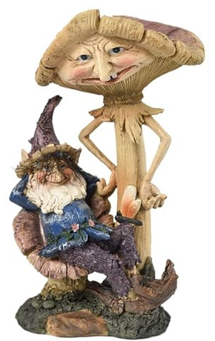 Yhsioaklo -Gartenstatue, Rasen- Gnom mit Pilz außerhalb Statuen | Gartenfigur, Rasendekoration, Zubehör, Bunte Feengartene für den Rasen auf der Terrasse oder im Freien