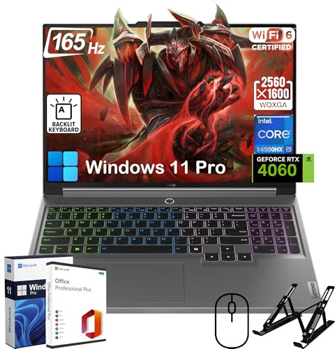 Lenovo Legion 5i Gaming Laptop - with Office Lifetime, Intel 24-Core i9-14900HX CPU, 16 165Hz Display, GeForce RTX 4060, RGB Backlit, Wi-Fi 6, Win 11 Pro, w/cefesfy Accessories(64GB DDR5 | 4TB SSD)