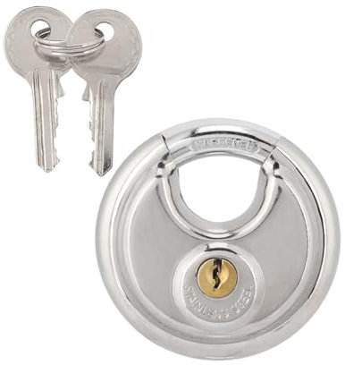 Leopacat Lucchetto a Forma Rotonda in Acciaio Inossidabile, Lucchetto per Carichi Pesanti Impermeabile All'aperto, Disco con 2 Chiave per Scuole, Palestre e Armadietti Sportivi