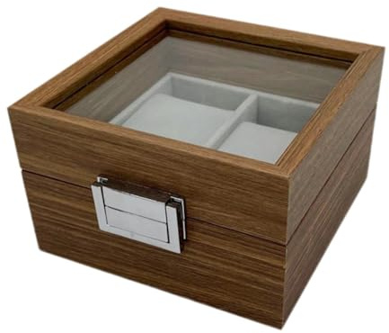 Amagogo Scatola portaoggetti per orologi, espositore per gioielli, contenitore con coperchio trasparente a 2 scomparti, con serratura, organizer per orologi,