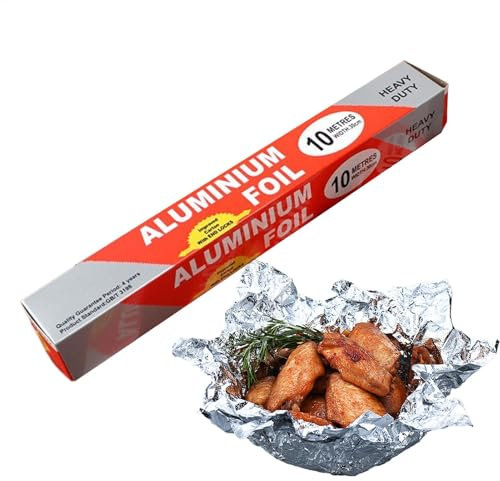 Film de cuisine | 200 x 30 cm en aluminium anti-adhésif avec cutter – Rouleau de papier alimentaire pour cuisiner, pâtisserie, griller, empêche les aliments de coller et de nettoyer le désordre