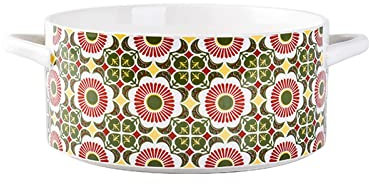 TENGJUN Ceramic Salad Bowls,Dessert Bowls, French Onion Soup Bowls with Handles, 60 Ounce Large Ceramic Bowl for Cereals, Pumpkin Soup and Salads. Dishwashers, Microwave and Ovens Safe.-pattern1