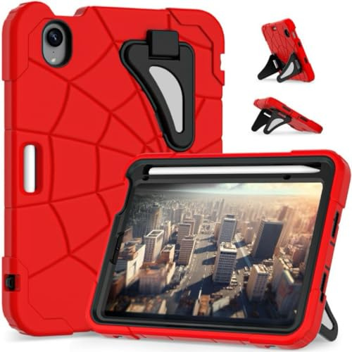 Unichthy Kinder-Schutzhülle für iPad Mini (A17 Pro, Modell 2024, 7. Generation) / Mini 6 (Modell 2021, 6. Generation), 21,1 cm (8,3 Zoll) Ständer, für Jungen und Mädchen, stoßfest, Hybrid-Verdickung,