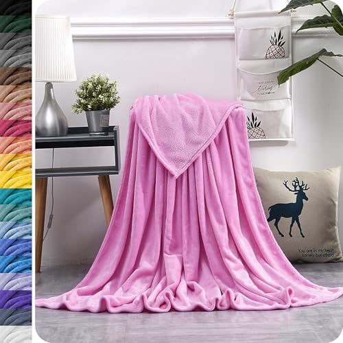 GAIFNAG Kuscheldecke Fleecedecke Flanell Decke 150 x 250 cm Baumwollmix Weich, Warm & Waschbar Personalisierte Foto Decke für Tiefen Schlaf Und Bessere Erholung, Hellrosa