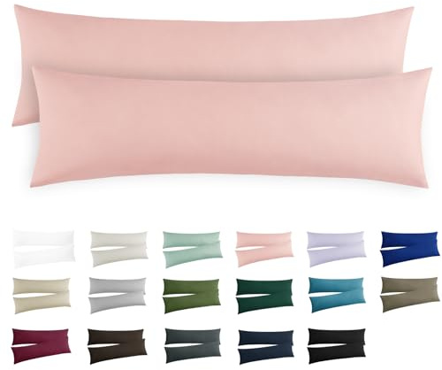 RUIKASI Seitenschläferkissen Bezug 40 x 145 Rosa 2er Set - Oeko Tex Kissenbezug 40x145 cm Pfirsch Rosa mit Reißverschluss aus Mikrofaser, Seitenschläferkissenbezug 145x40 Pillow Case Pillow Cover