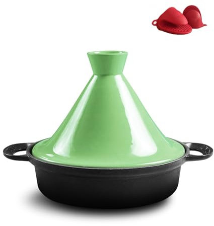 YAOHY Cocotte Fonte Cuiseur À Induction De Cuisine en Émail Cocotte en Fonte Casseroles en Fonte Émaillée(Vert)
