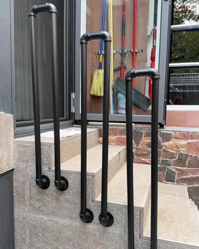 Ringhiere per Scale 3 Pezzi di Balaustre per Corrimano per Scale con Tubo Esterno, Staffa per Ringhiera a U per Scale da 85/90/95/100/110 Cm, Kit Balaustra per Gradini di Casa con Montaggio Laterale(9