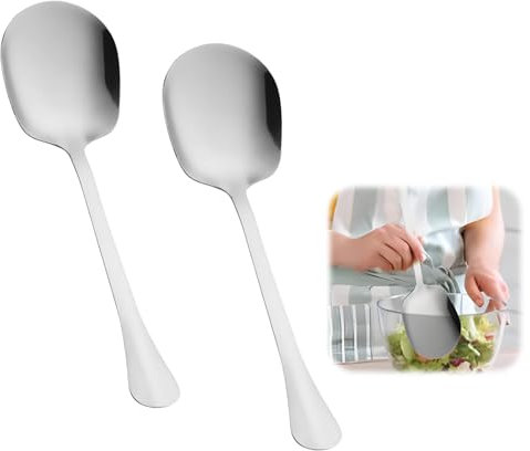 Cucchiaio da portata grande, 2 pezzi, in acciaio inox, 25,3 cm, per cucina, gastronomia, ideale per insalate, tagliatelle, dessert, pratico per buffet, feste di famiglia, ristorante