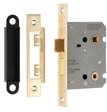 Kooples Hardware Easi-T Residential Bathroom Lock Range – Mortice Bathroom Door Lock Case for Thumbturn and Release (Satin Brass, 76mm)