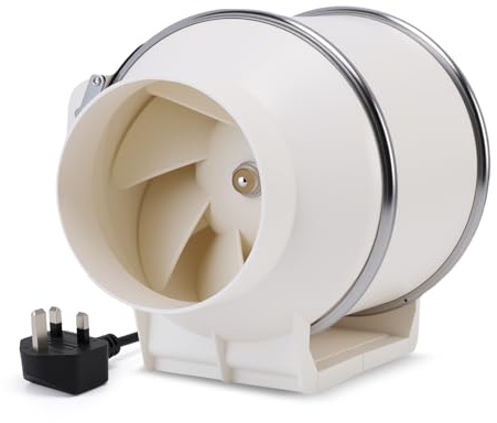 100mm Inline Extractor Fan Bathroom Industrial Ventilation In-Line Duct Fan | 50W 280CFM Industrial Ventilation Blower Fan Efficient Quiet Copper Motor for Ducting Vents Bathroom Kitchen Garage Grow Tent